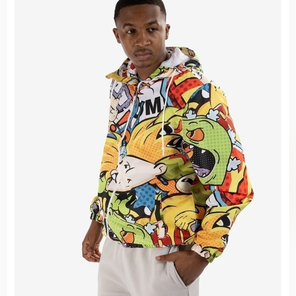 MEMBERS ONLY‎ Hey Arnold Themed Windbreaker Multicolored Size L..